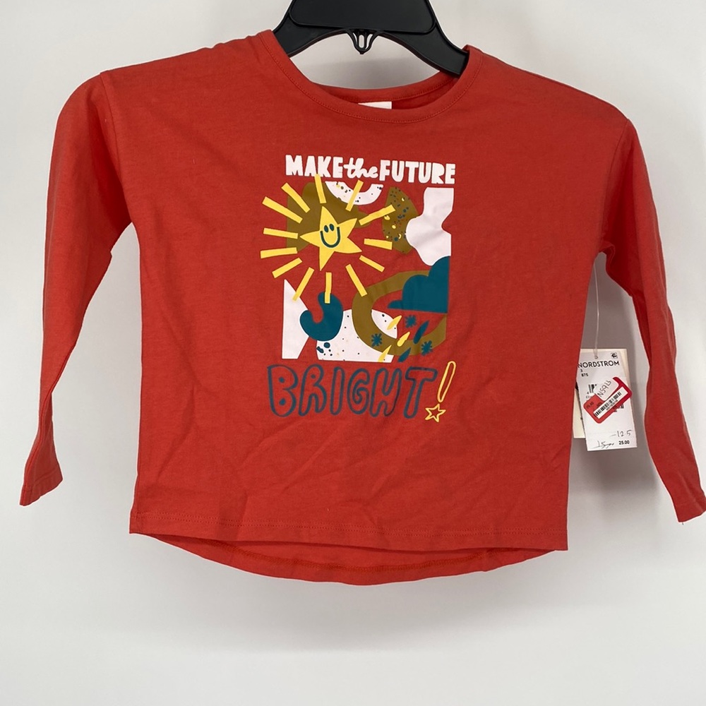 Open Edit Kid Unisex Make The Future Bright Pullover Sweatshirt Orange Sze 3 NWT